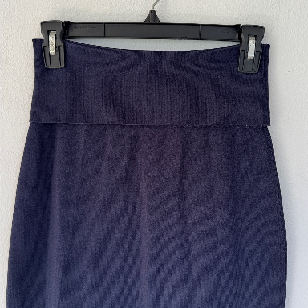 MM Lafleur Navy Pencil Skirt with Side Slit - Picture 8 of 11